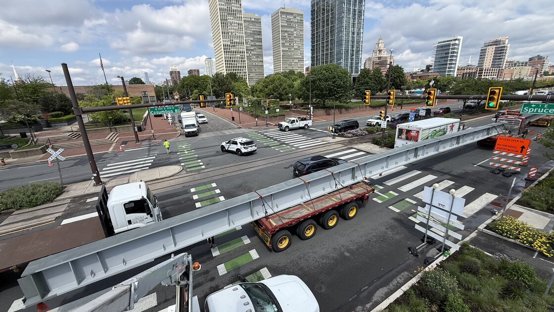 Huge Structure Moved for Future Park Over I-95 in Philly