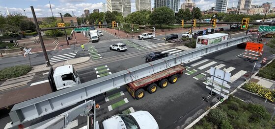 Huge Structure Moved for Future Park Over I-95 in Philly