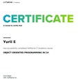 Yuris Object-Oriented Programming in C# certificate