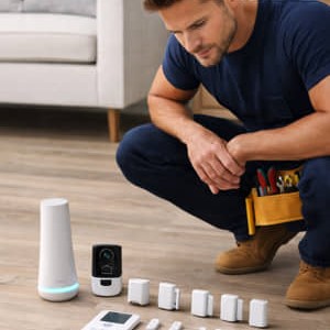 Professional installation of home security systems kits such as SimpliSafe and Ring